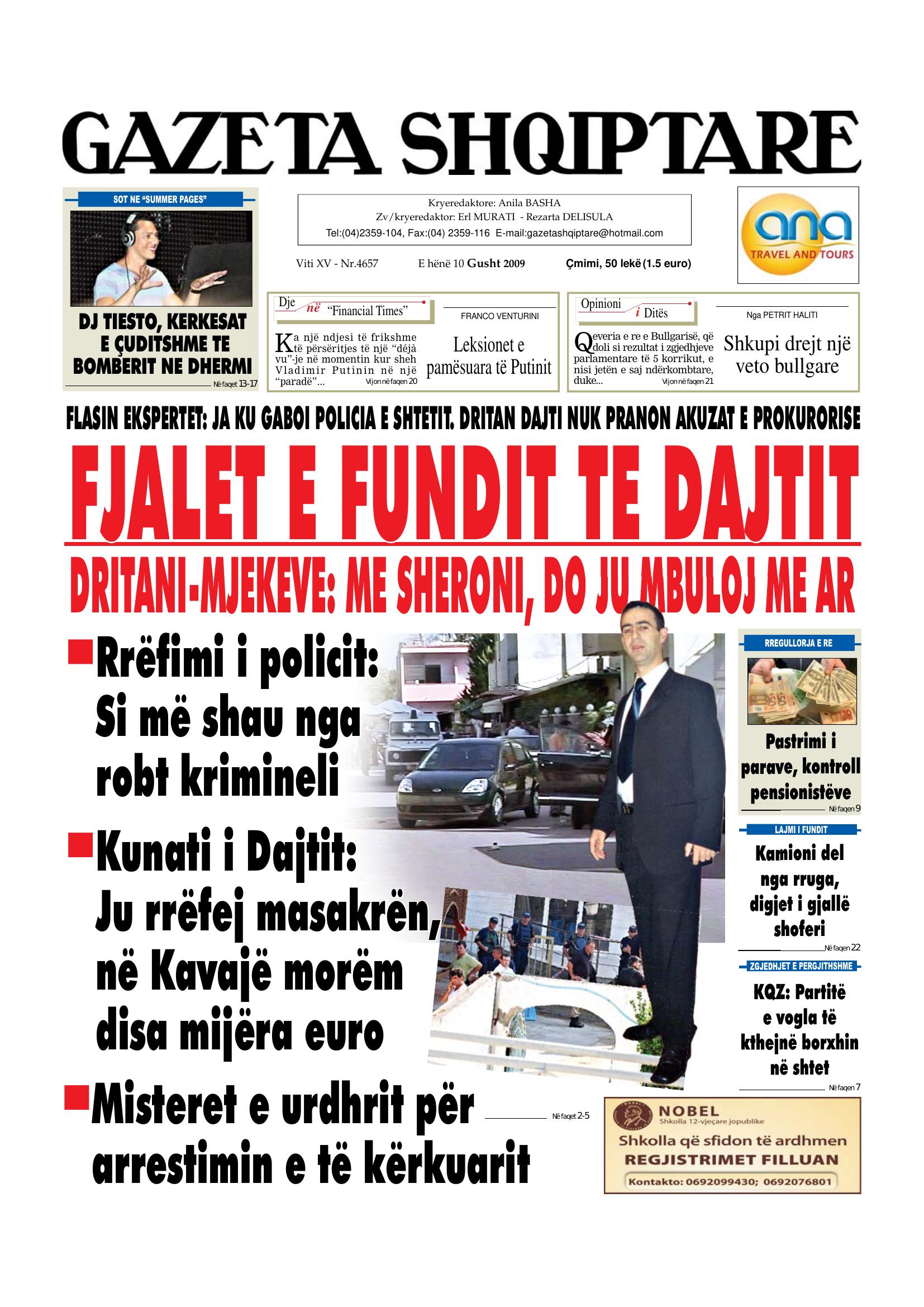 Gazeta Shqiptare 2009-08-10